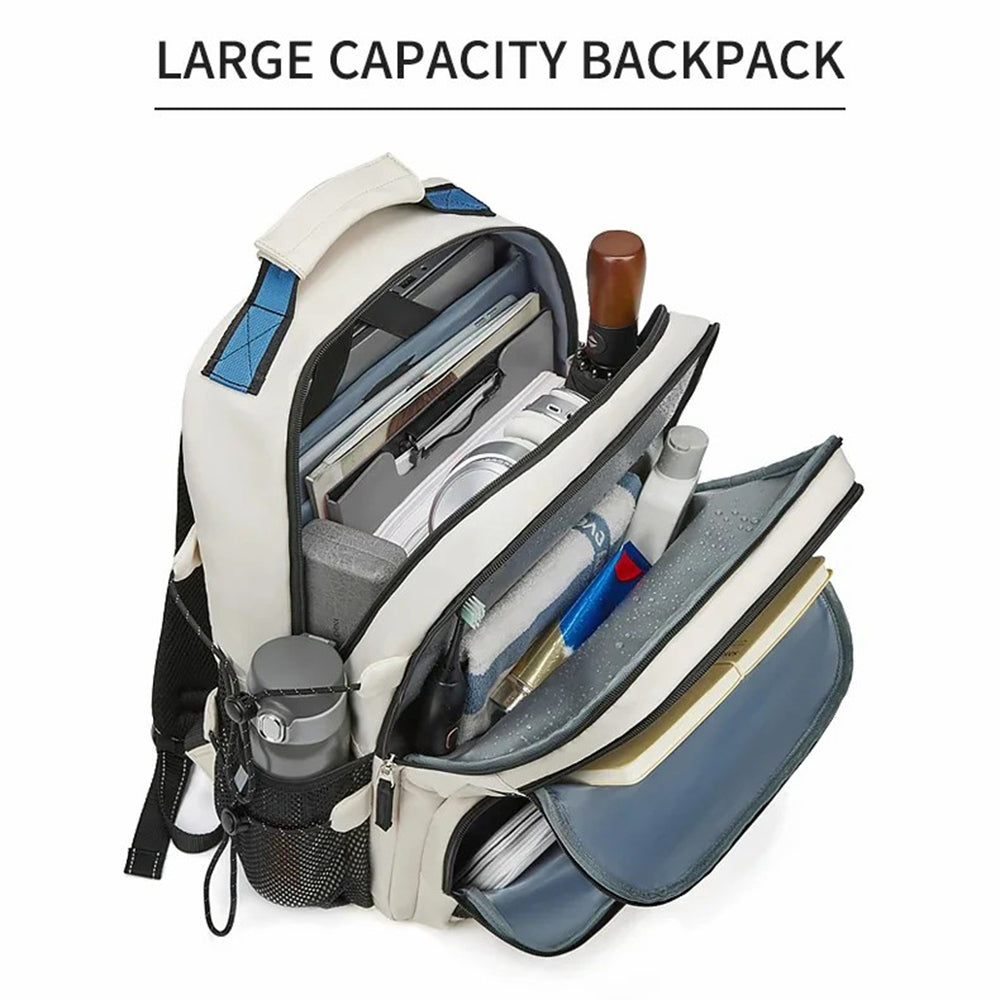 2287 Men's Travel Backpack Nylon Dual Shoulders Bag Large Laptop Bag - Beige 2287 Men's Travel Backpack Nylon Dual Shoulders Bag Large Laptop Bag - Beige